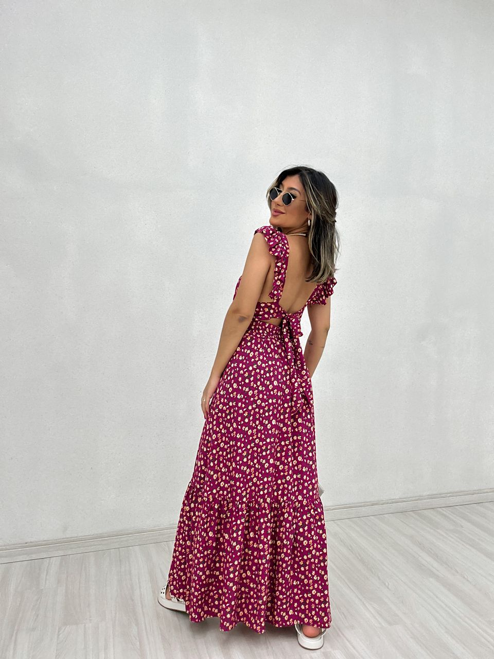 VESTIDO LEANDRA FLORAL FUCSIA
