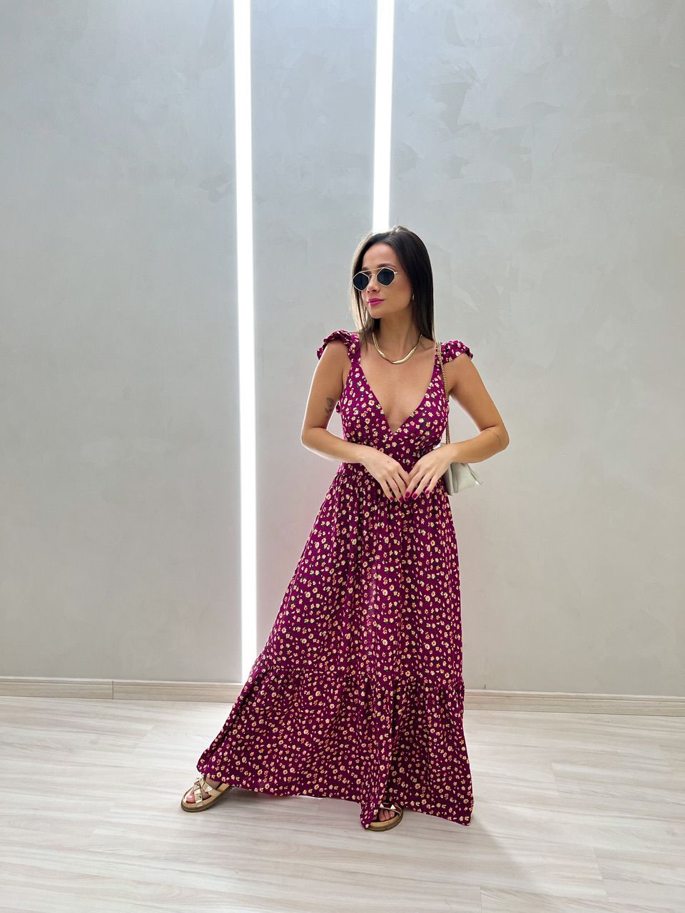VESTIDO LEANDRA FLORAL FUCSIA