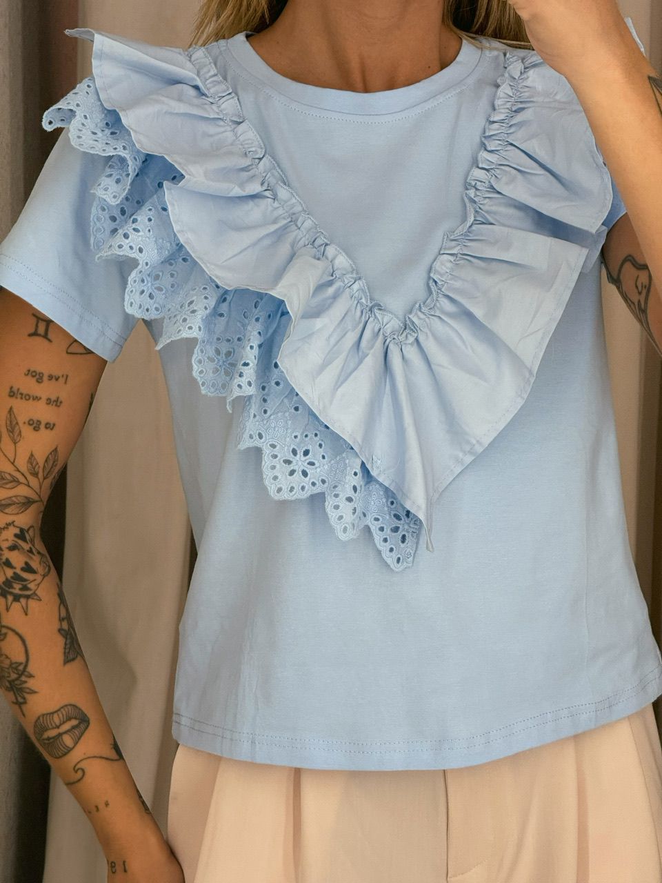 BLUSA HELOISA BABADOS AZUL