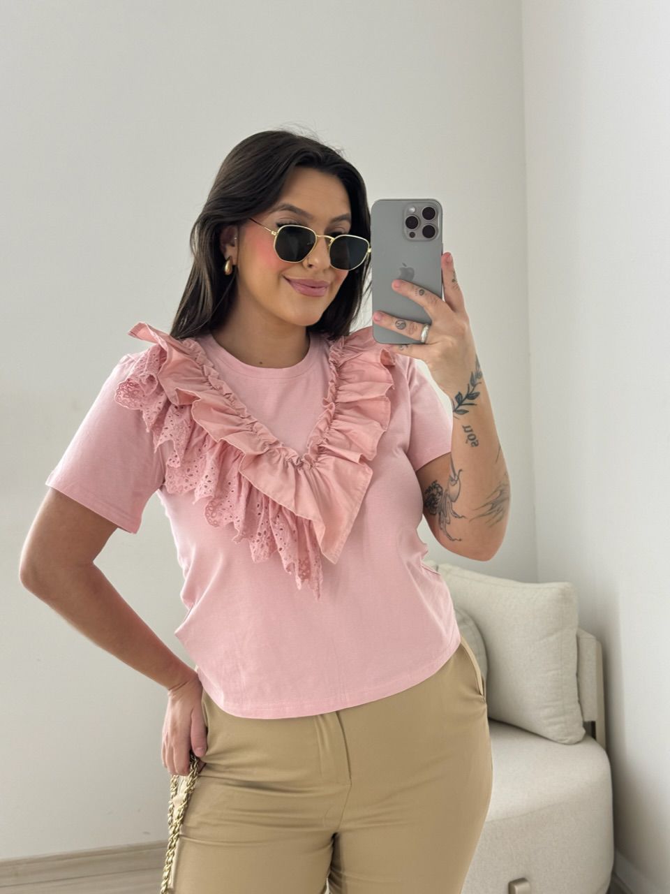 BLUSA HELOISA BABADOS ROSÊ