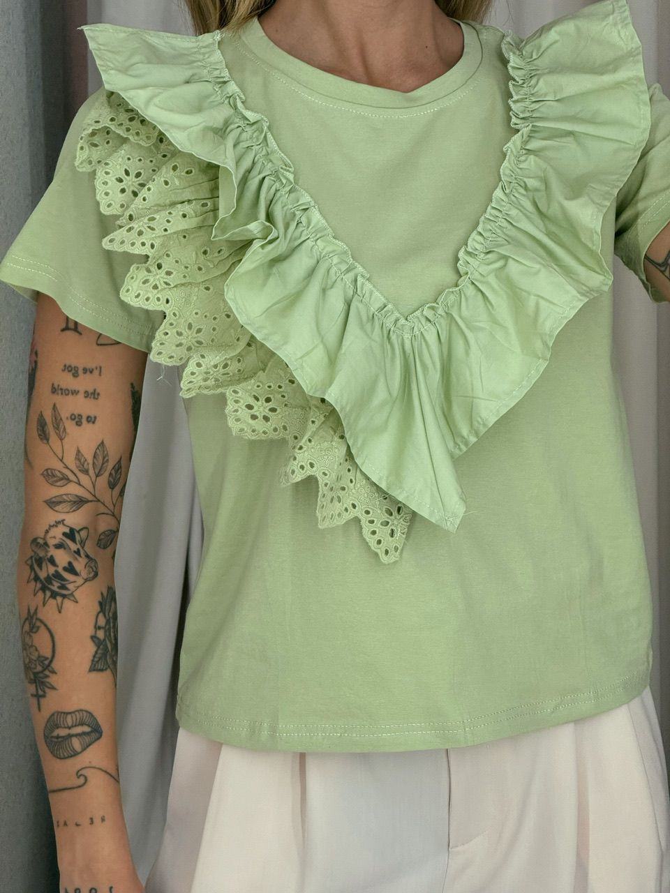 BLUSA HELOISA BABADOS VERDE