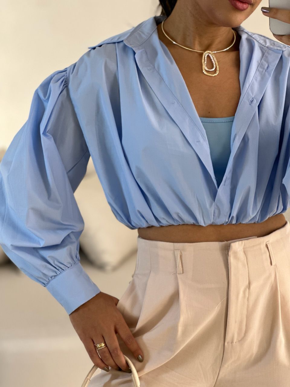 CAMISA CROPPED AYLA azul