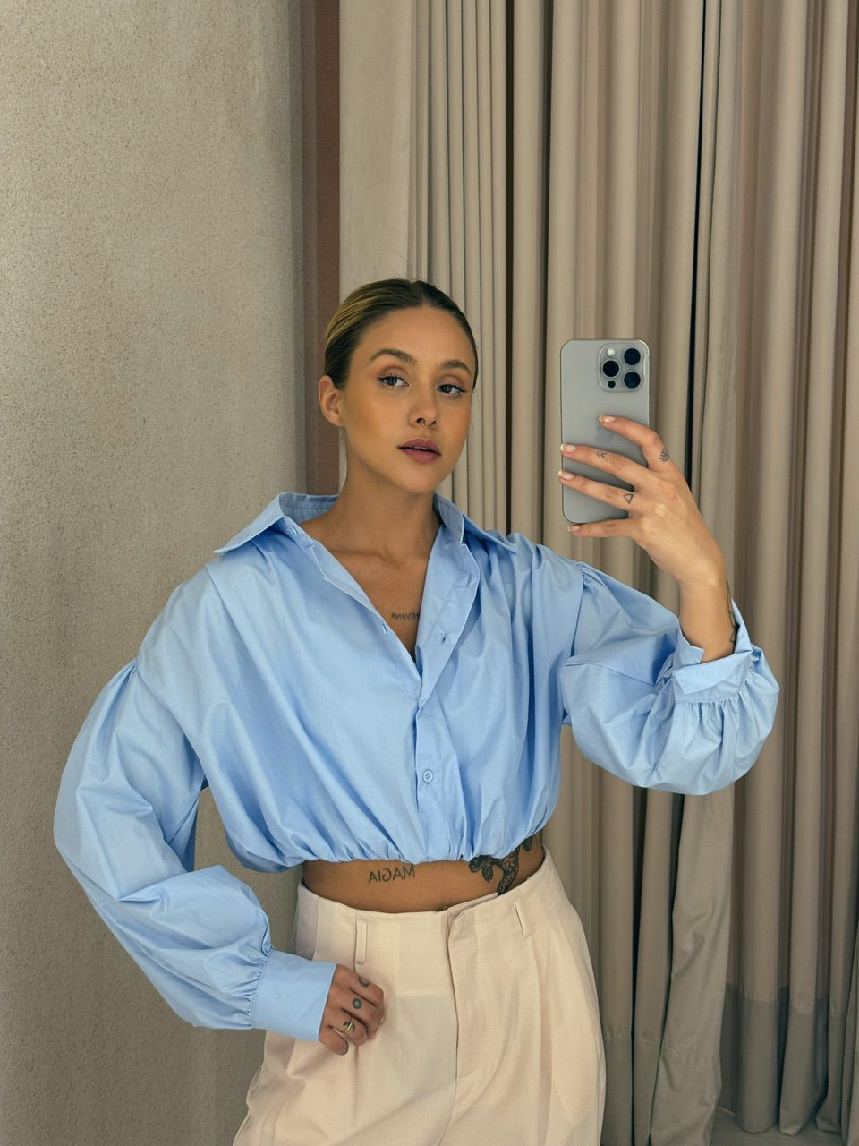 CAMISA CROPPED AYLA azul