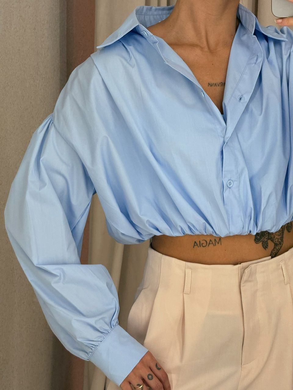 CAMISA CROPPED AYLA azul