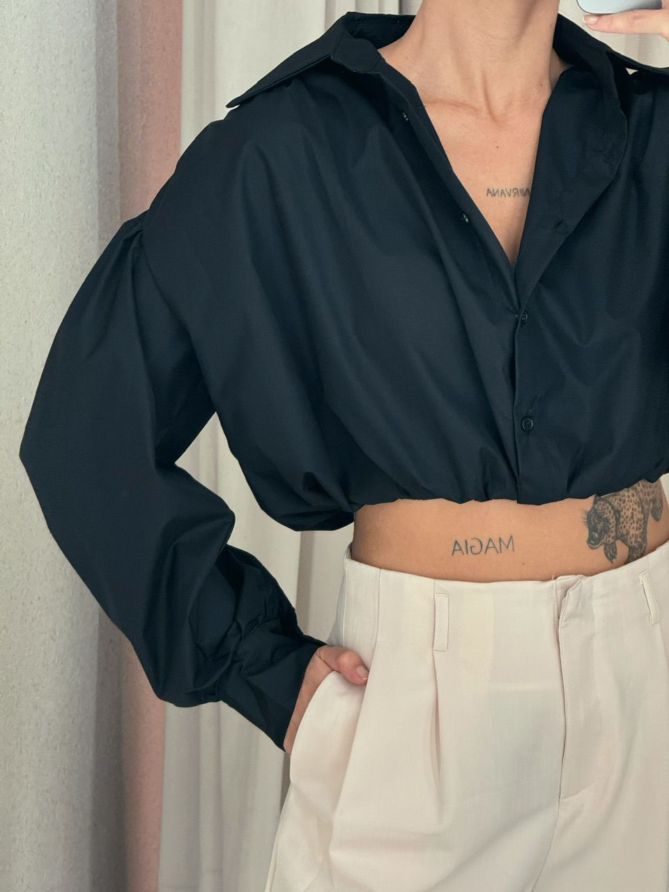 CAMISA CROPPED AYLA preto