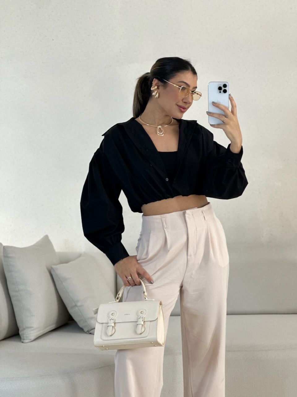CAMISA CROPPED AYLA preto
