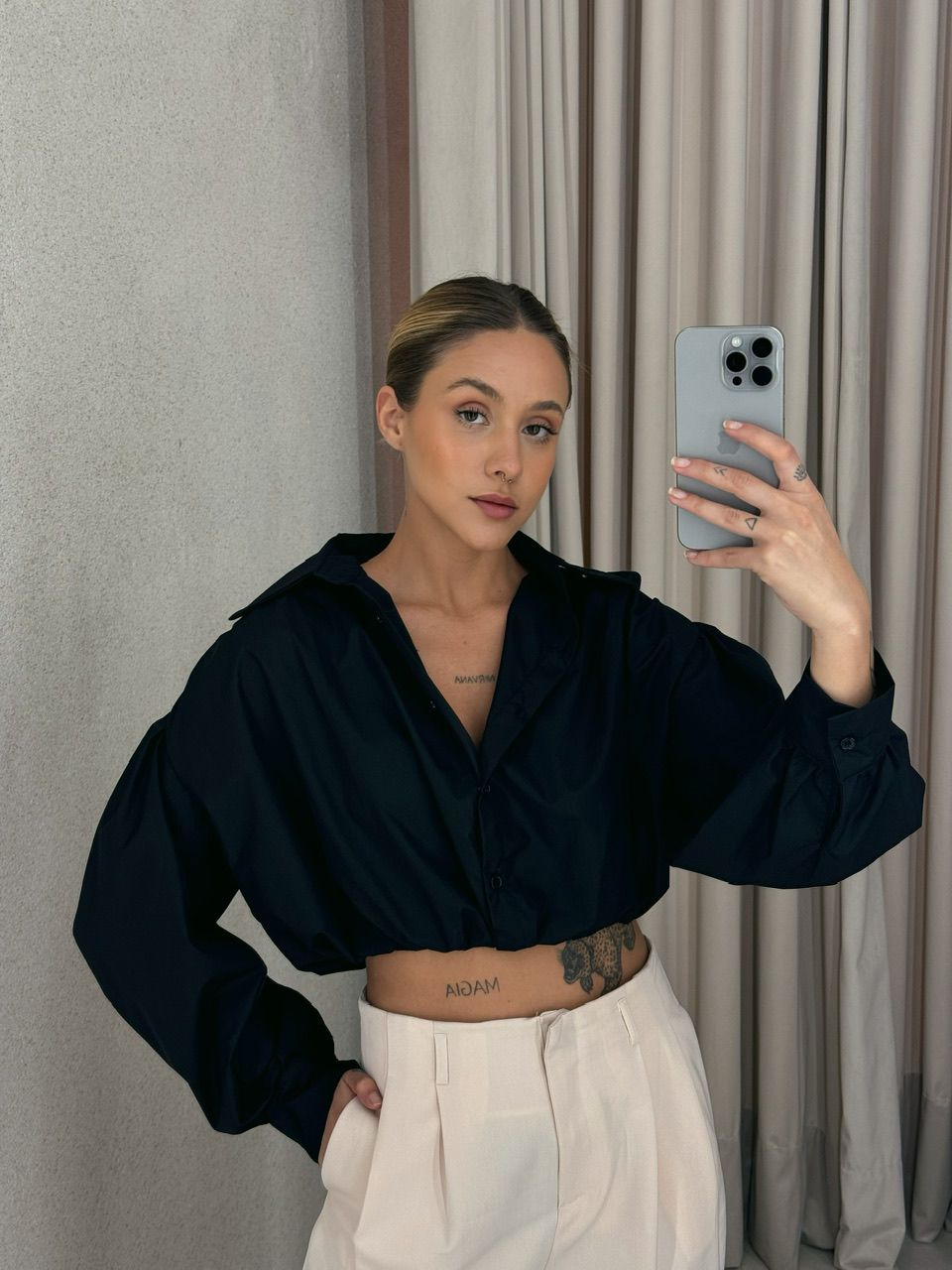 CAMISA CROPPED AYLA preto