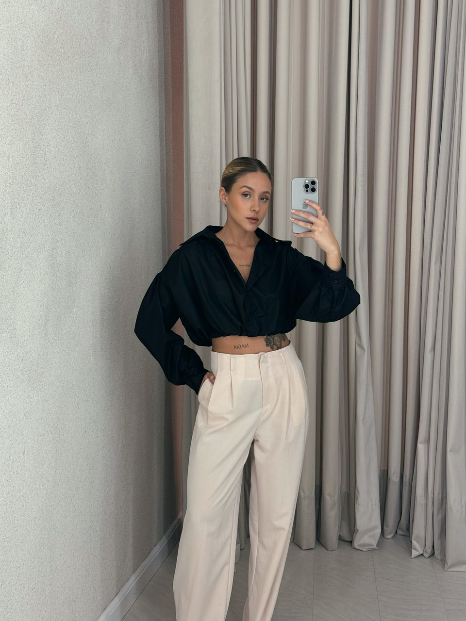 CAMISA CROPPED AYLA preto