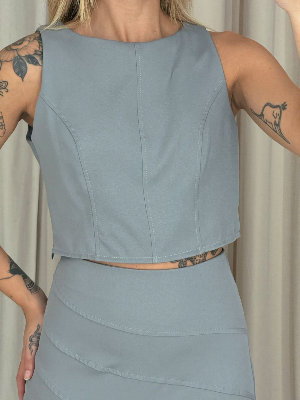 CONJUNTO MARIA LIZ SAIA CINZA