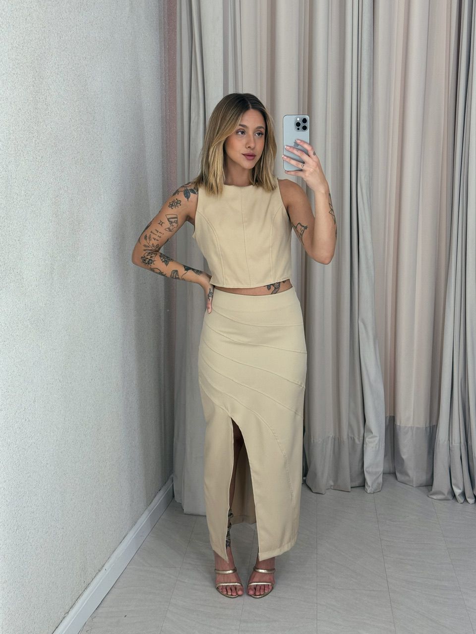 CONJUNTO MARIA LIZ SAIA AREIA - 0056530110 - CAROLLA FERRARO
