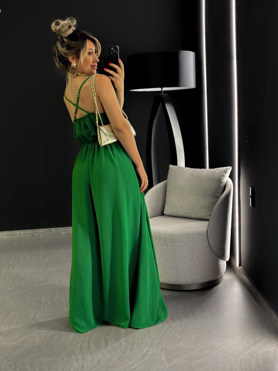 VESTIDO ALÇA NÓ LONGO VERDE