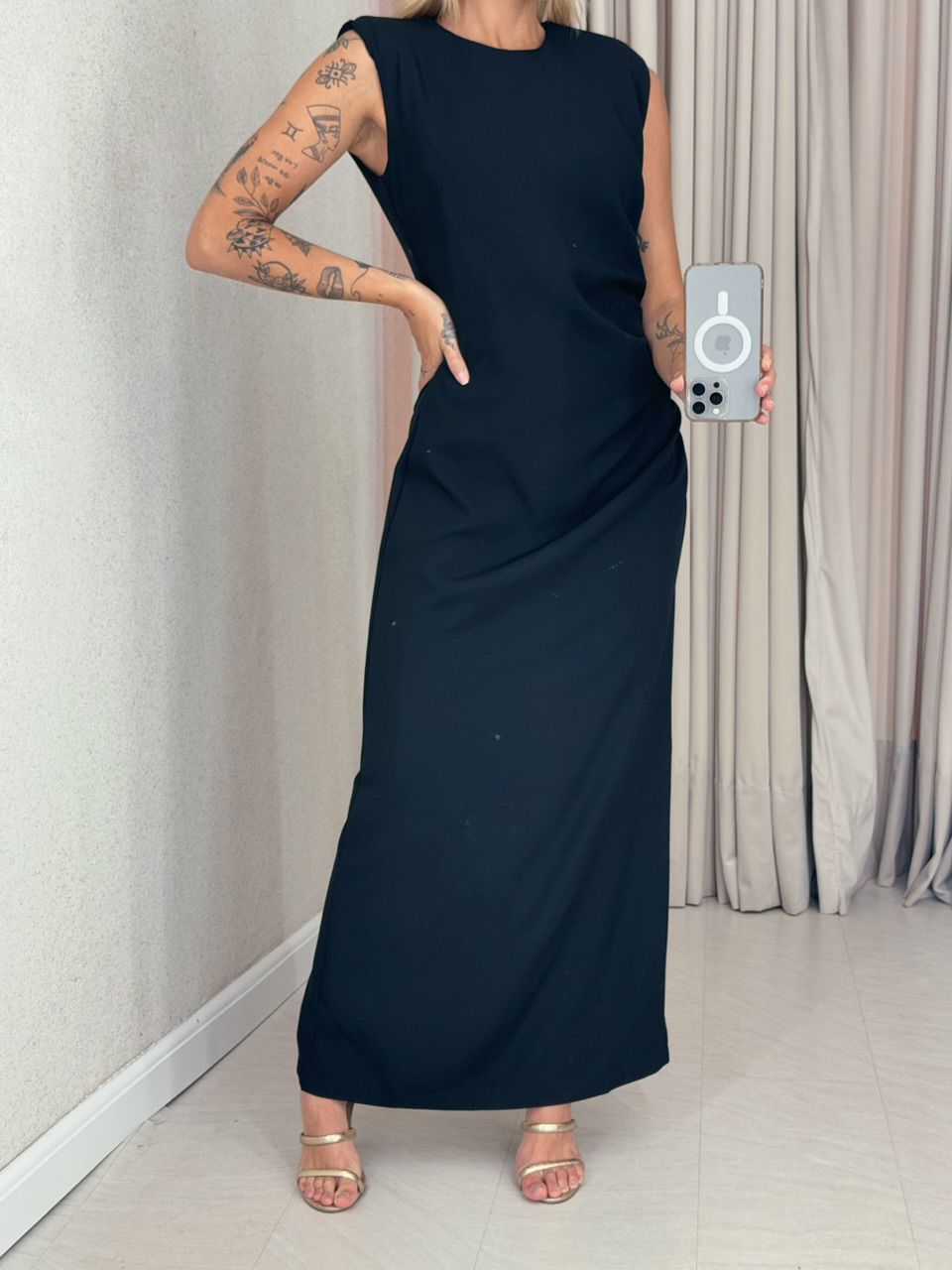 VESTIDO IVY DRAPEADO PRETO
