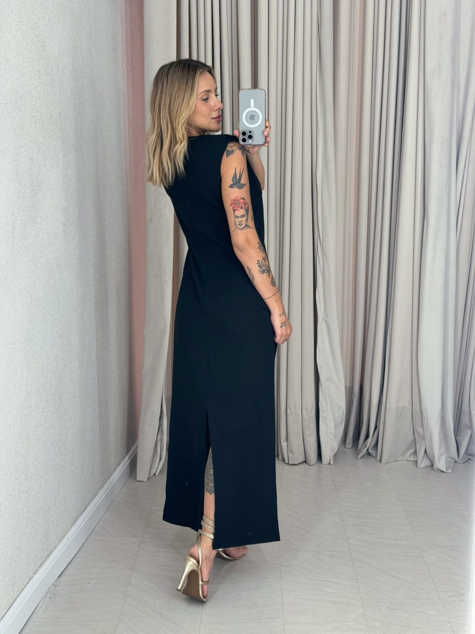 VESTIDO IVY DRAPEADO PRETO