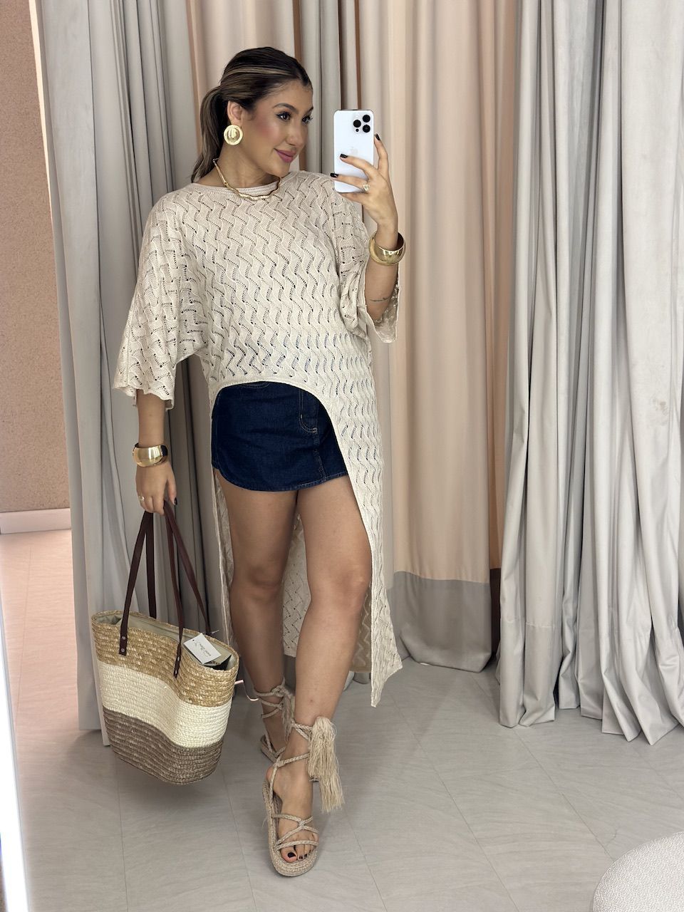 BLUSA MAXI CRU - 0059790132 - CAROLLA FERRARO