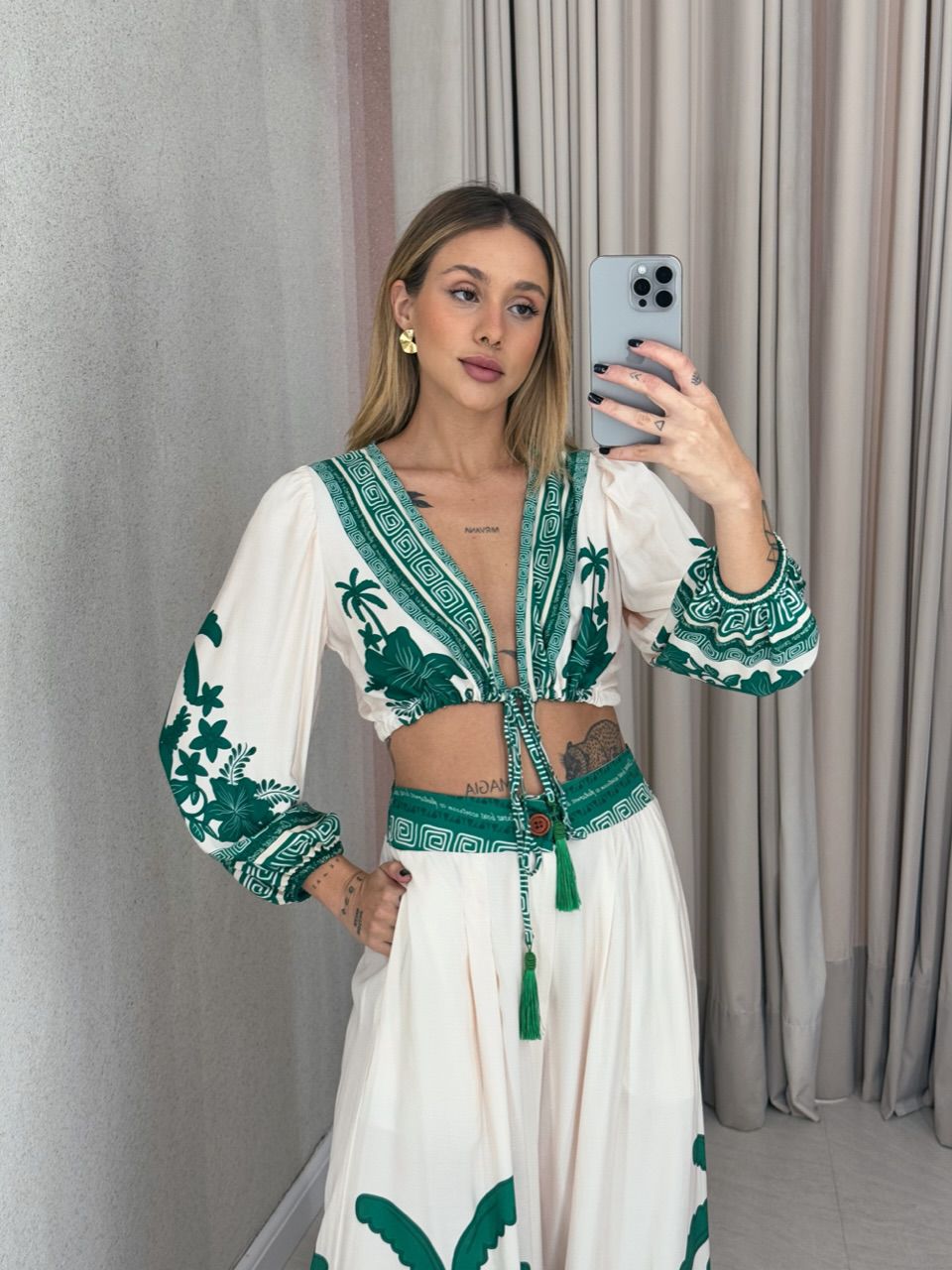 CROPPED JULIANA ESTAMPADO verde - 0060300014 - CAROLLA FERRARO