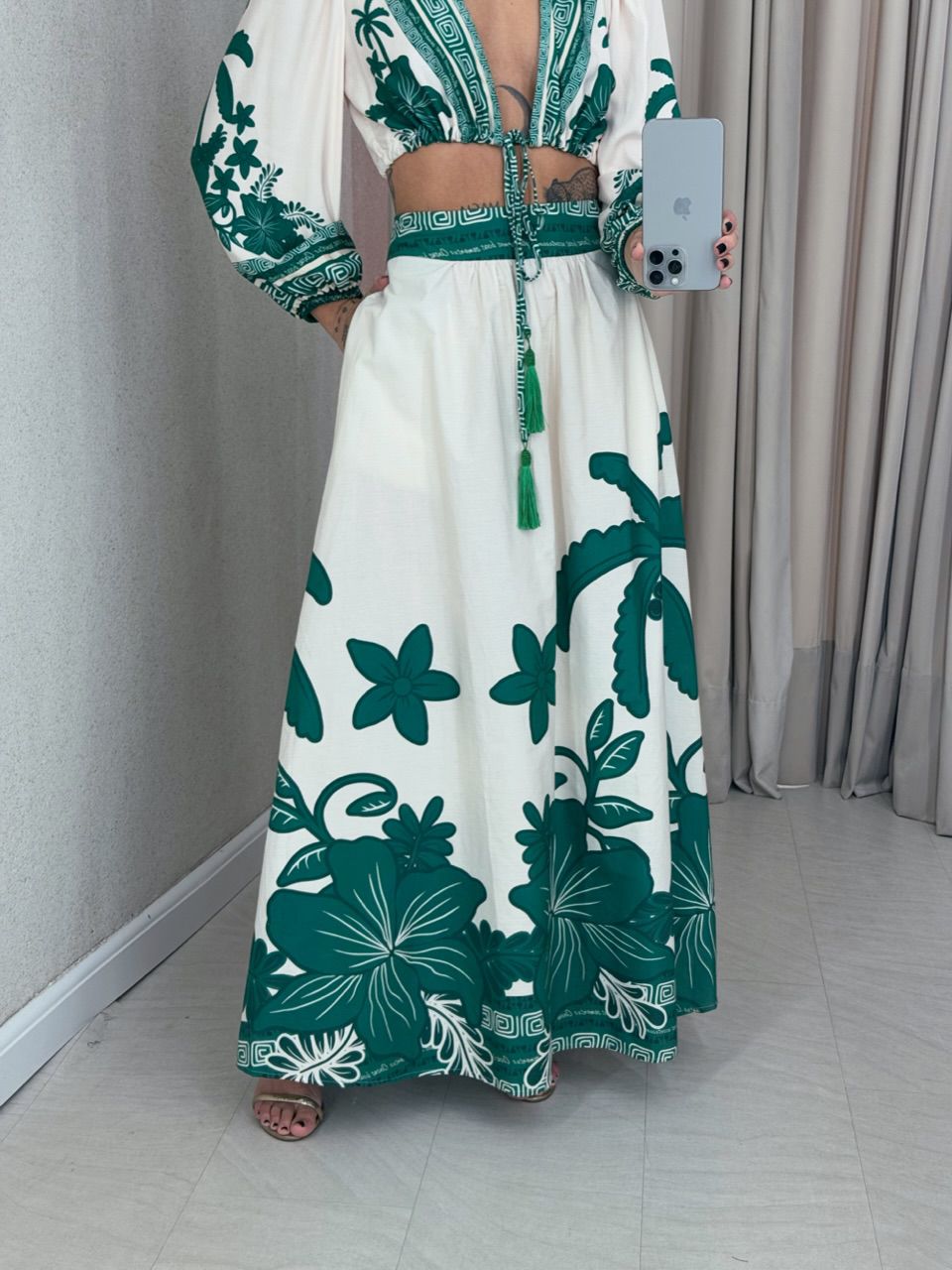SAIA TALITA estampada verde - 0060330014 - CAROLLA FERRARO