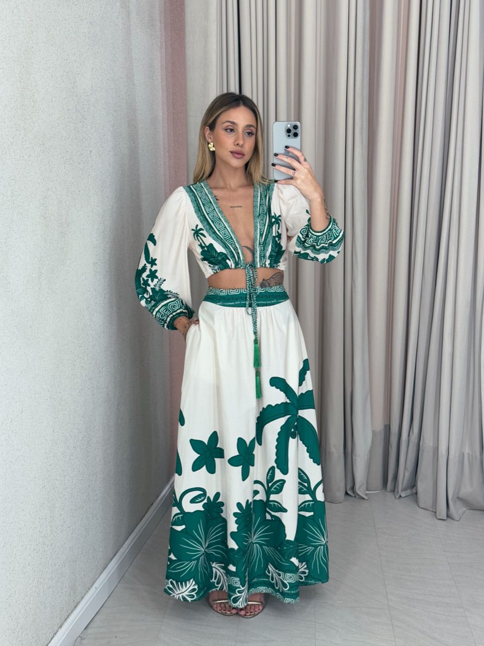 SAIA TALITA estampada verde
