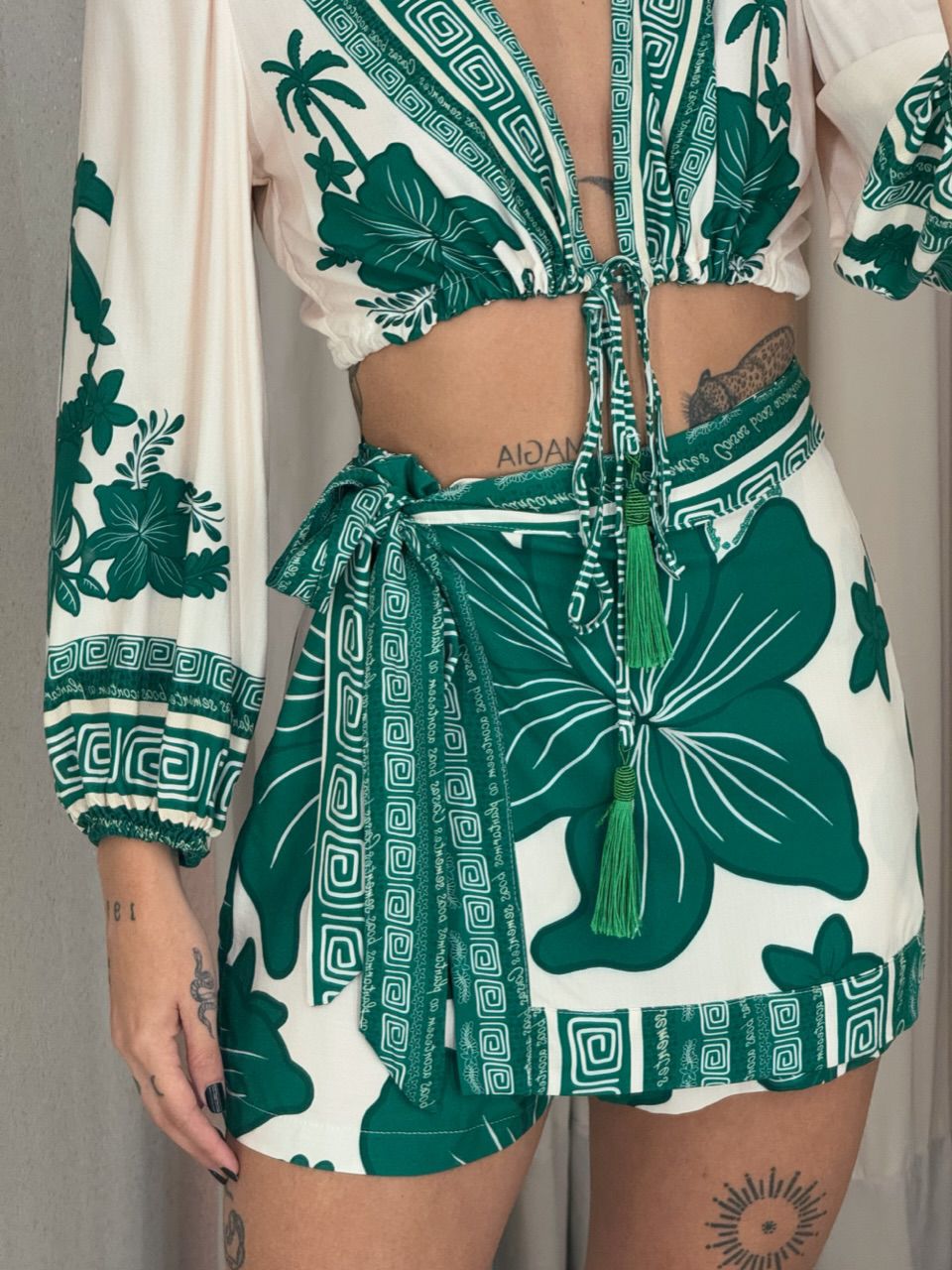 SHORT SAIA BEATRIZ estampada verde