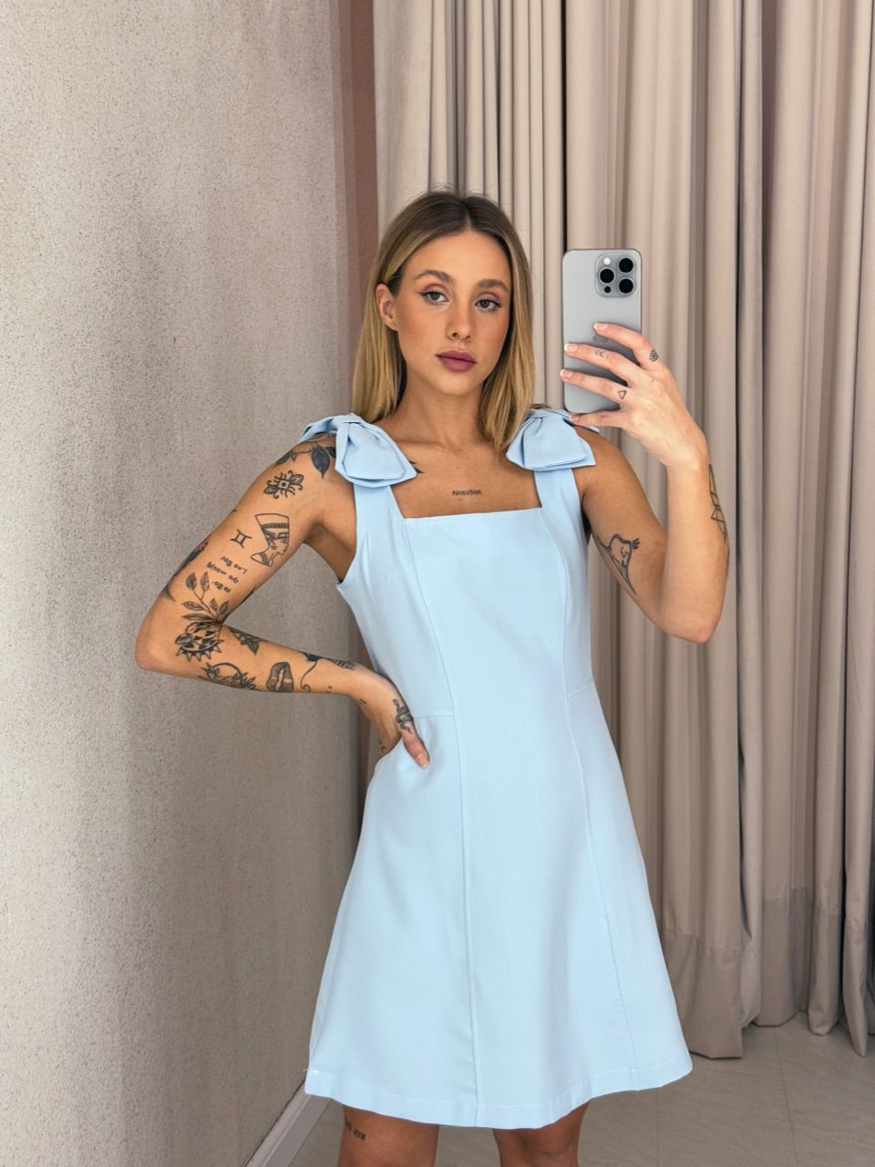 VESTIDO ANA JULIA LAÇO AZUL