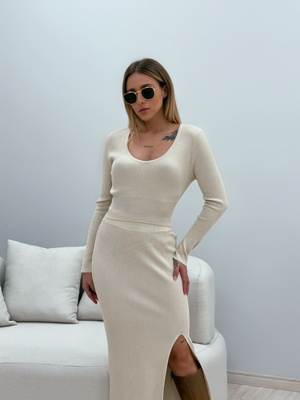 CONJUNTO AYLA TRICOT MARFIM
