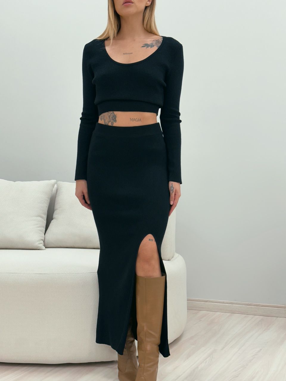 CONJUNTO AYLA TRICOT PRETO