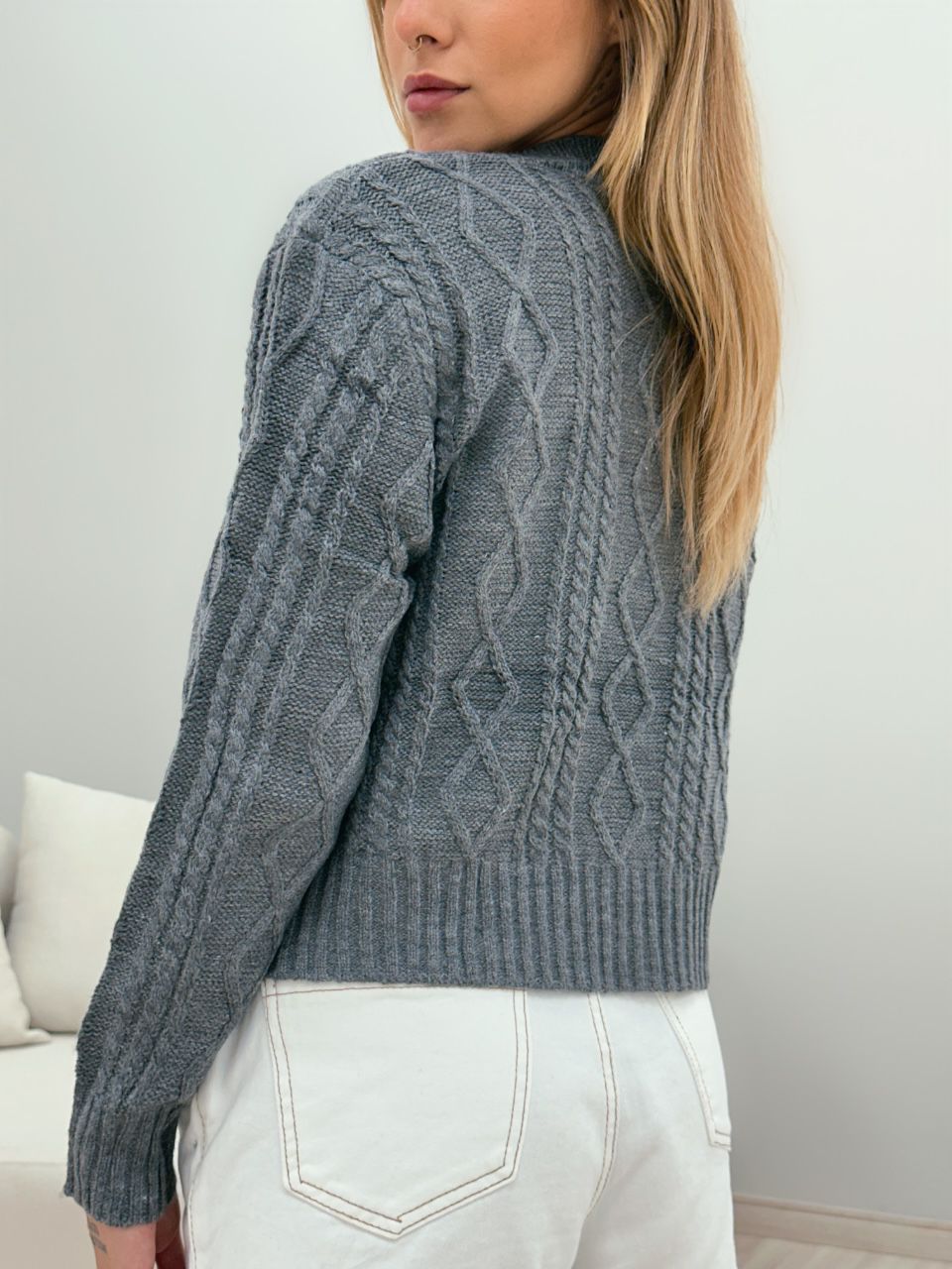 CONJUNTO LAÍS TOP CARDIGAN CINZA
