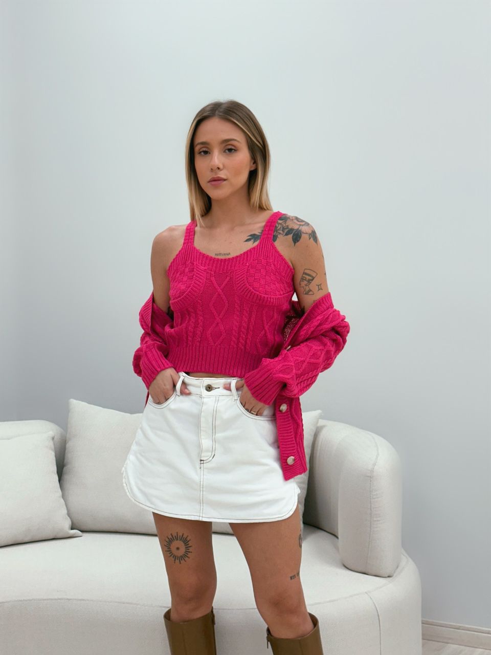 CONJUNTO LAÍS TOP CARDIGAN PINK