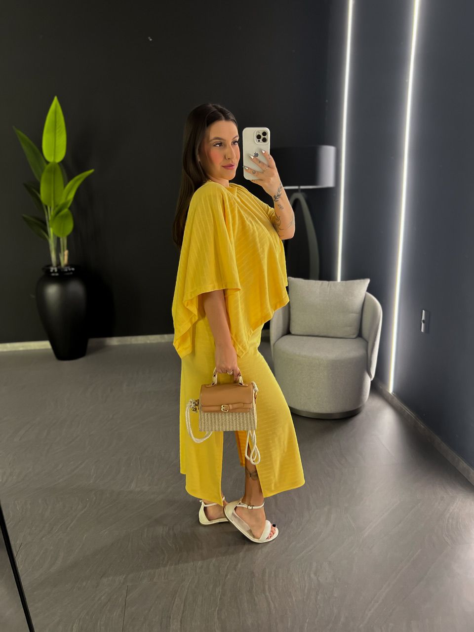 PONCHO CF MALHA AMARELO