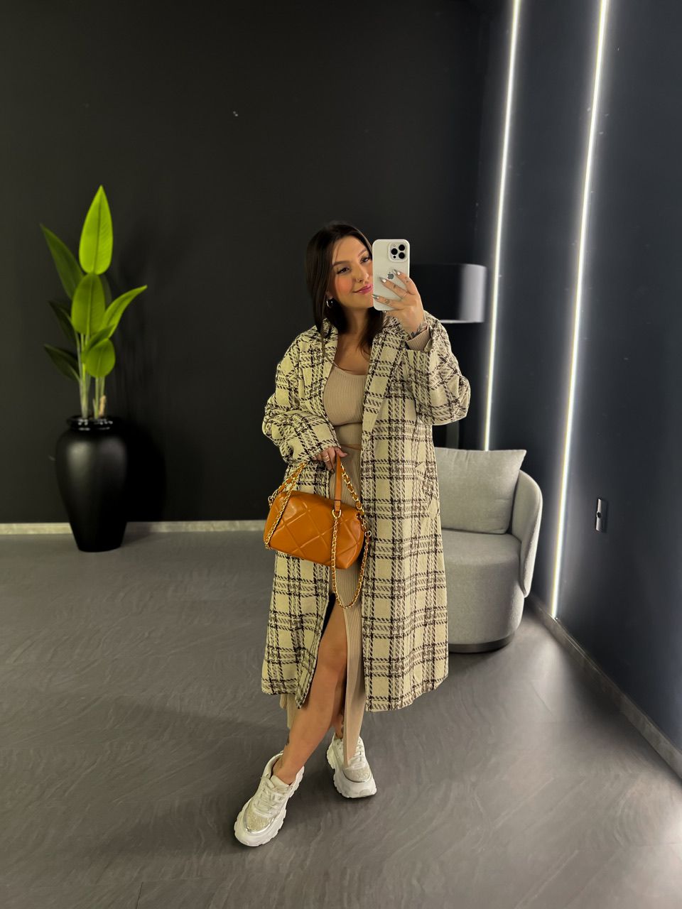 SOBRETUDO MIA XADREZ NUDE