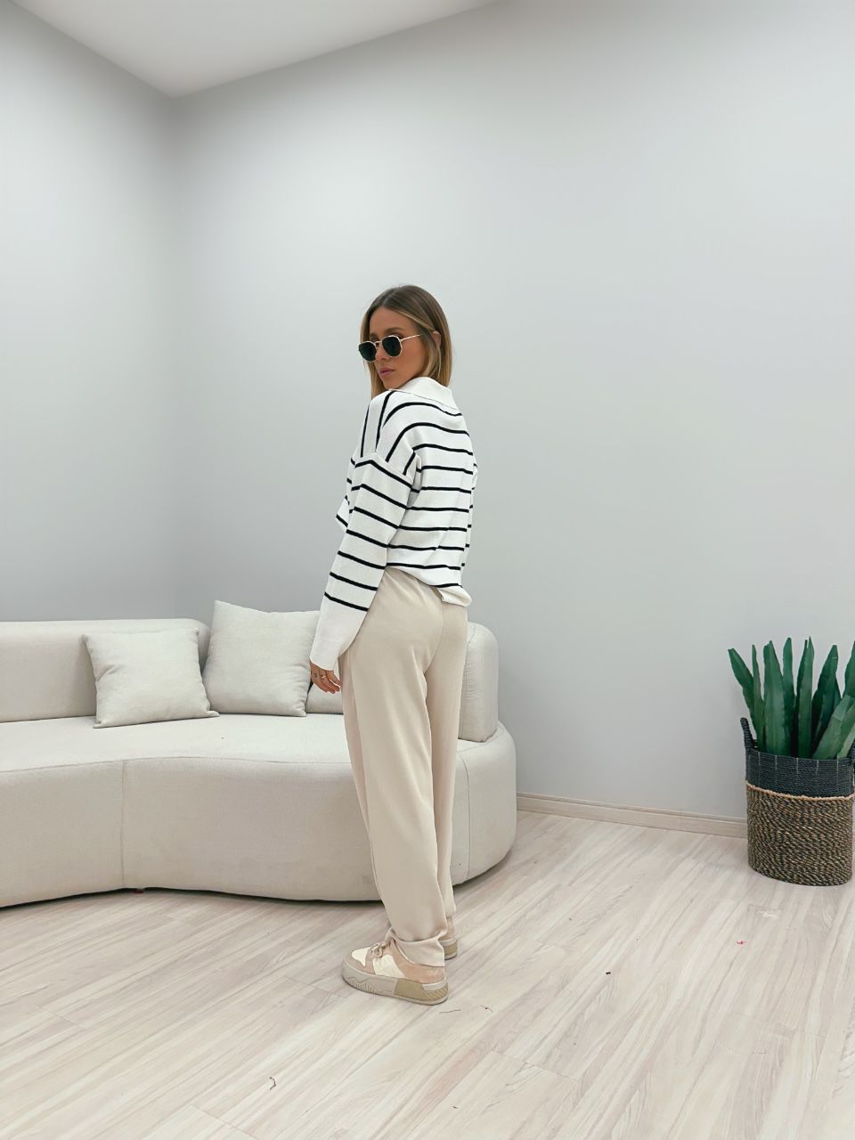 SUÉTER TRICOT LISTRADO BRANCO/PRETO