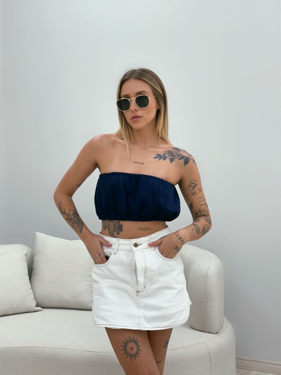 TOP CF FAIXA 02 AZUL - 0048990109 - CAROLLA FERRARO