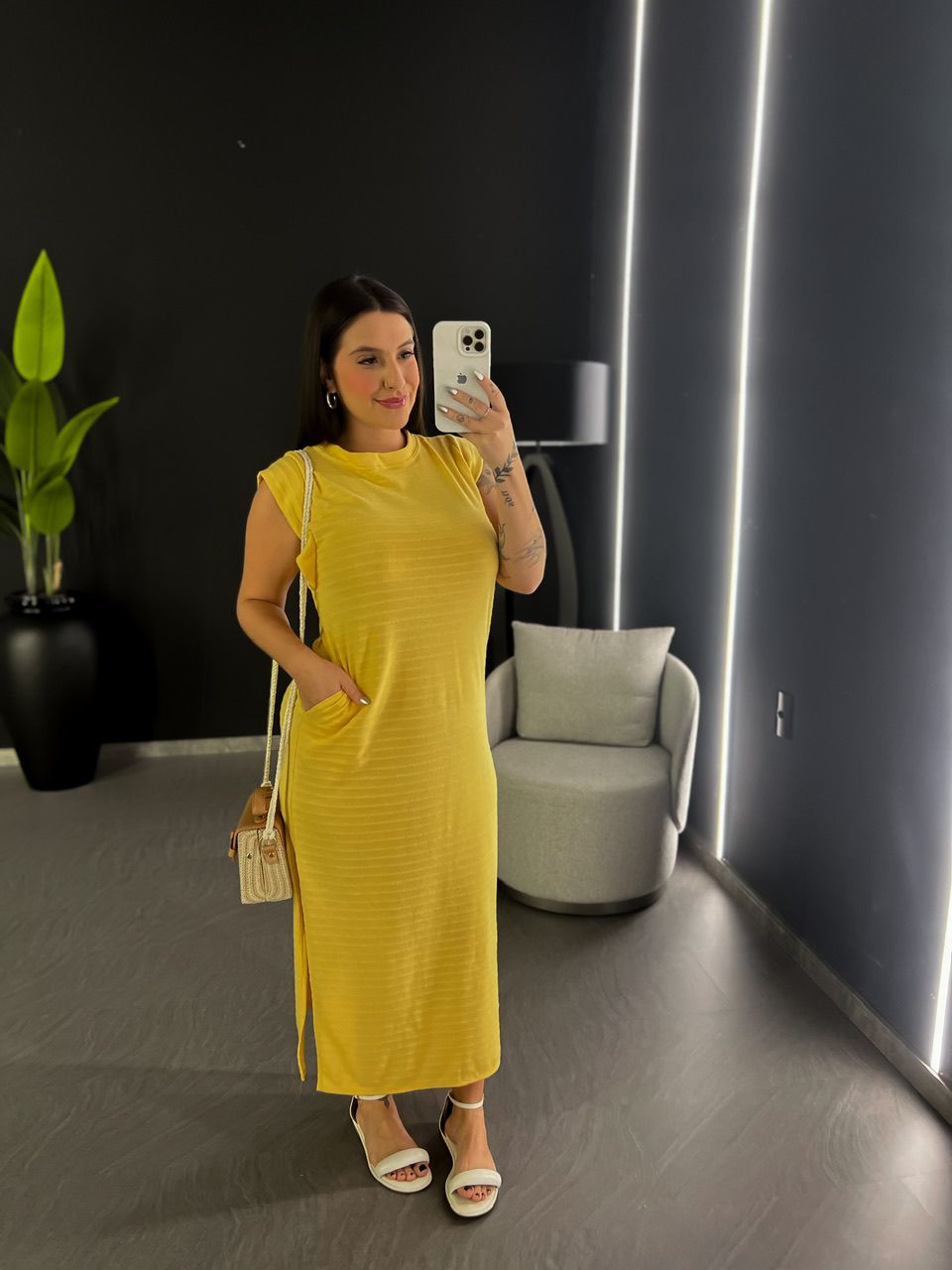 VESTIDO CF MUSCLE LONGO AMARELO