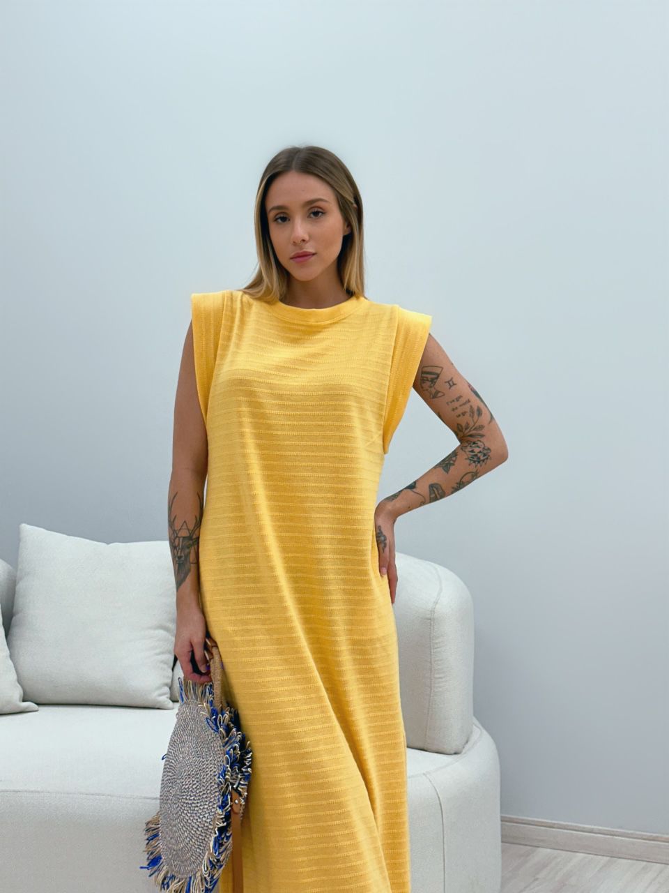 VESTIDO CF MUSCLE LONGO AMARELO