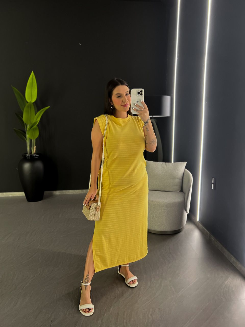 VESTIDO CF MUSCLE LONGO AMARELO