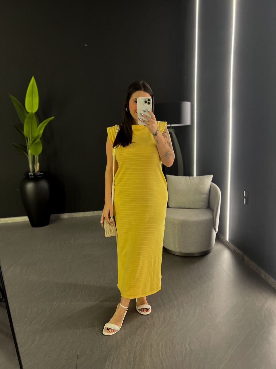 VESTIDO CF MUSCLE LONGO AMARELO