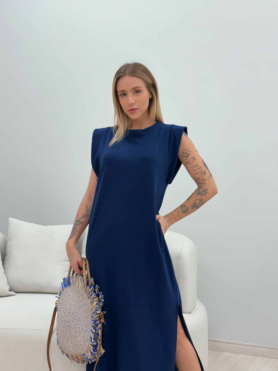 VESTIDO CF MUSCLE LONGO AZUL