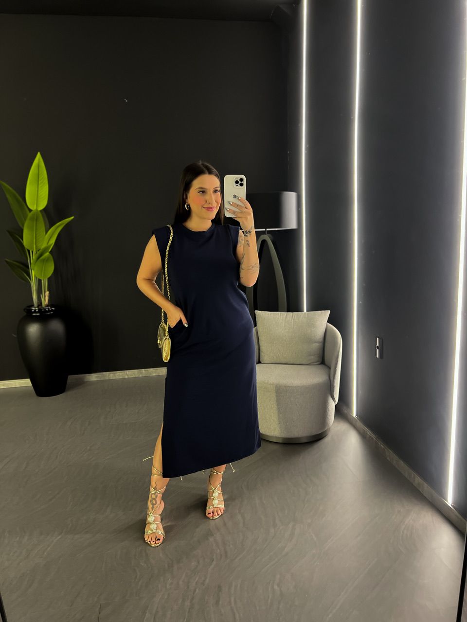 VESTIDO CF MUSCLE LONGO AZUL
