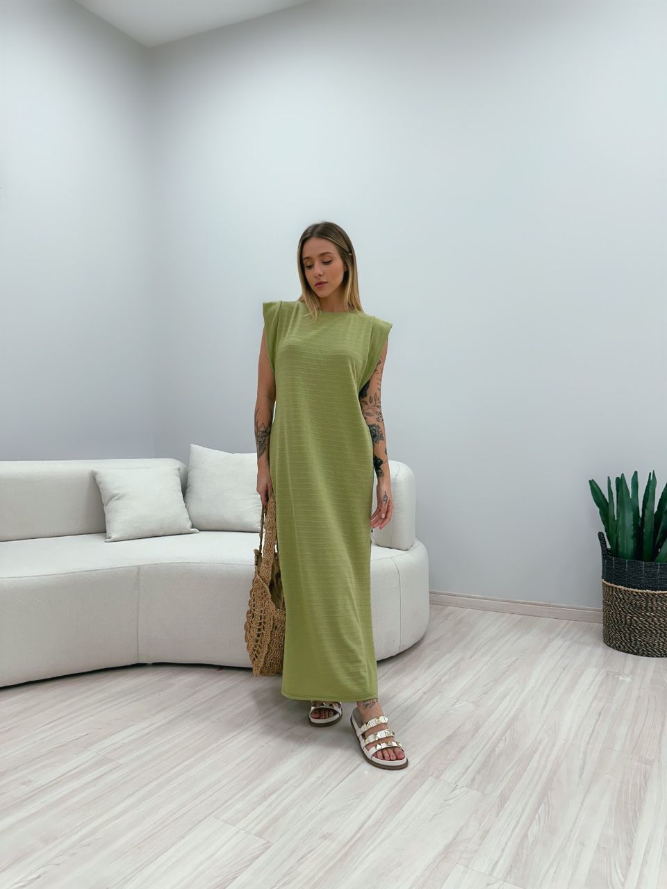 VESTIDO CF MUSCLE LONGO VERDE - 0048980014 - CAROLLA FERRARO