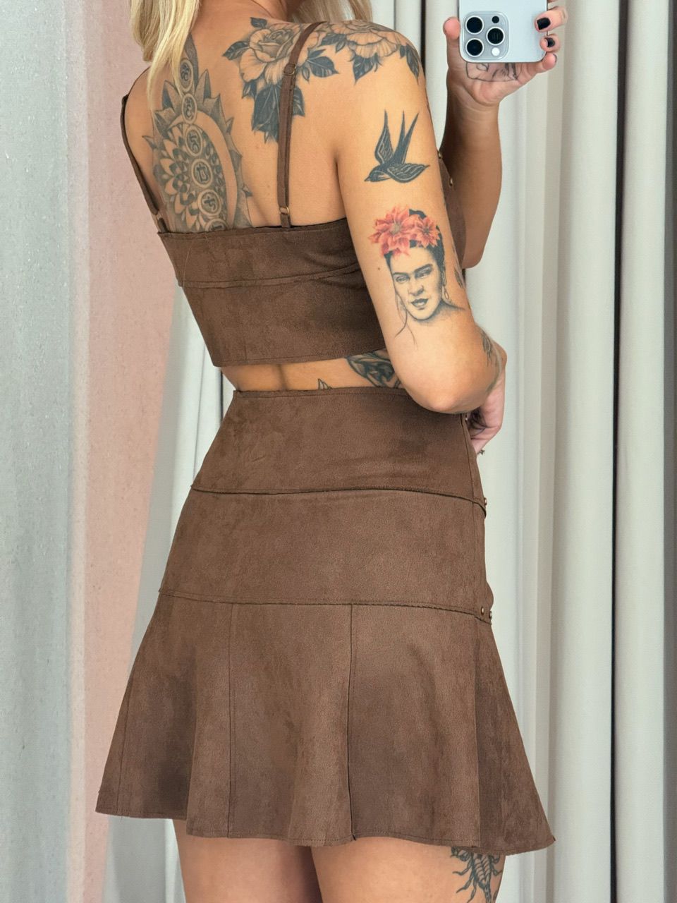 CONJUNTO DALLAS SAIA MARROM
