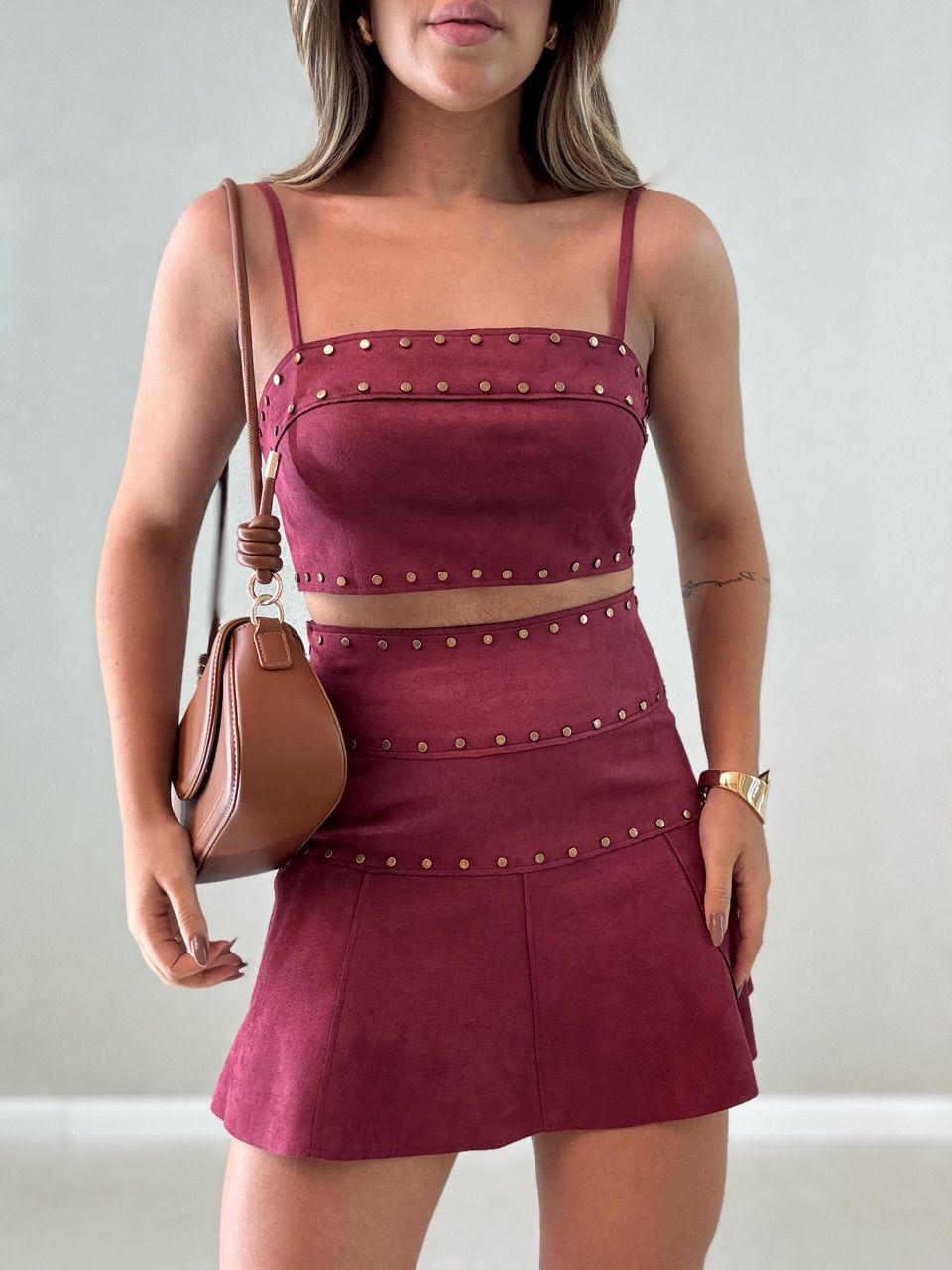 CONJUNTO DALLAS SAIA VINHO