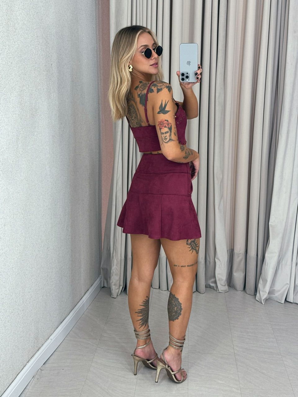 CONJUNTO DALLAS SAIA VINHO