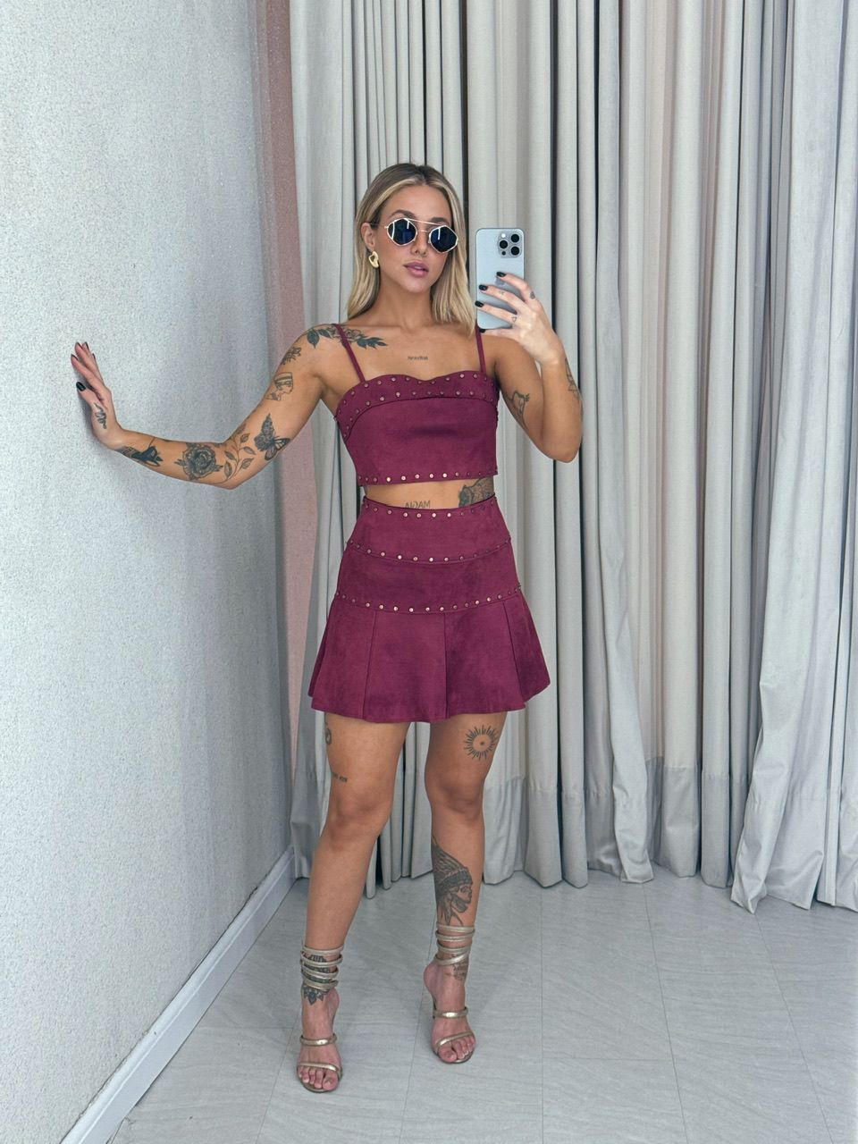 CONJUNTO DALLAS SAIA VINHO