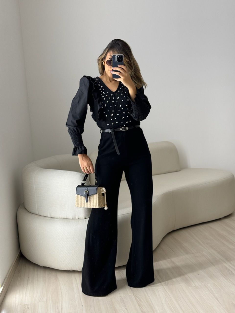 CALÇA ELOÍSE LINHO PANTALONA PRETA