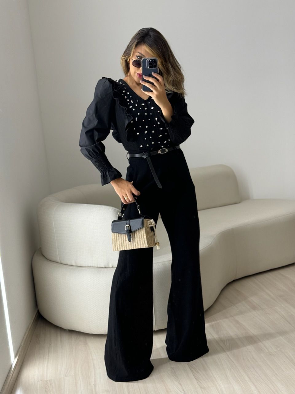 CALÇA ELOÍSE LINHO PANTALONA PRETA