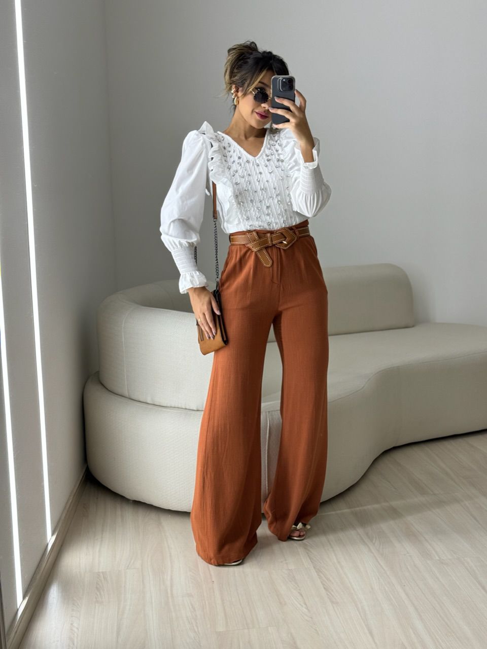CALÇA ELOÍSE LINHO PANTALONA TERRA 