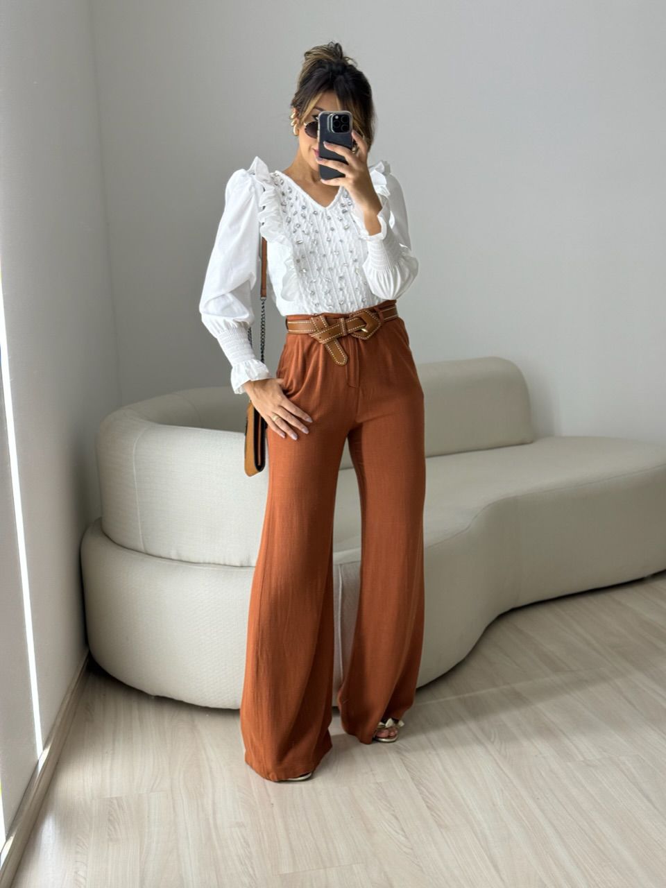 CALÇA ELOÍSE LINHO PANTALONA TERRA 