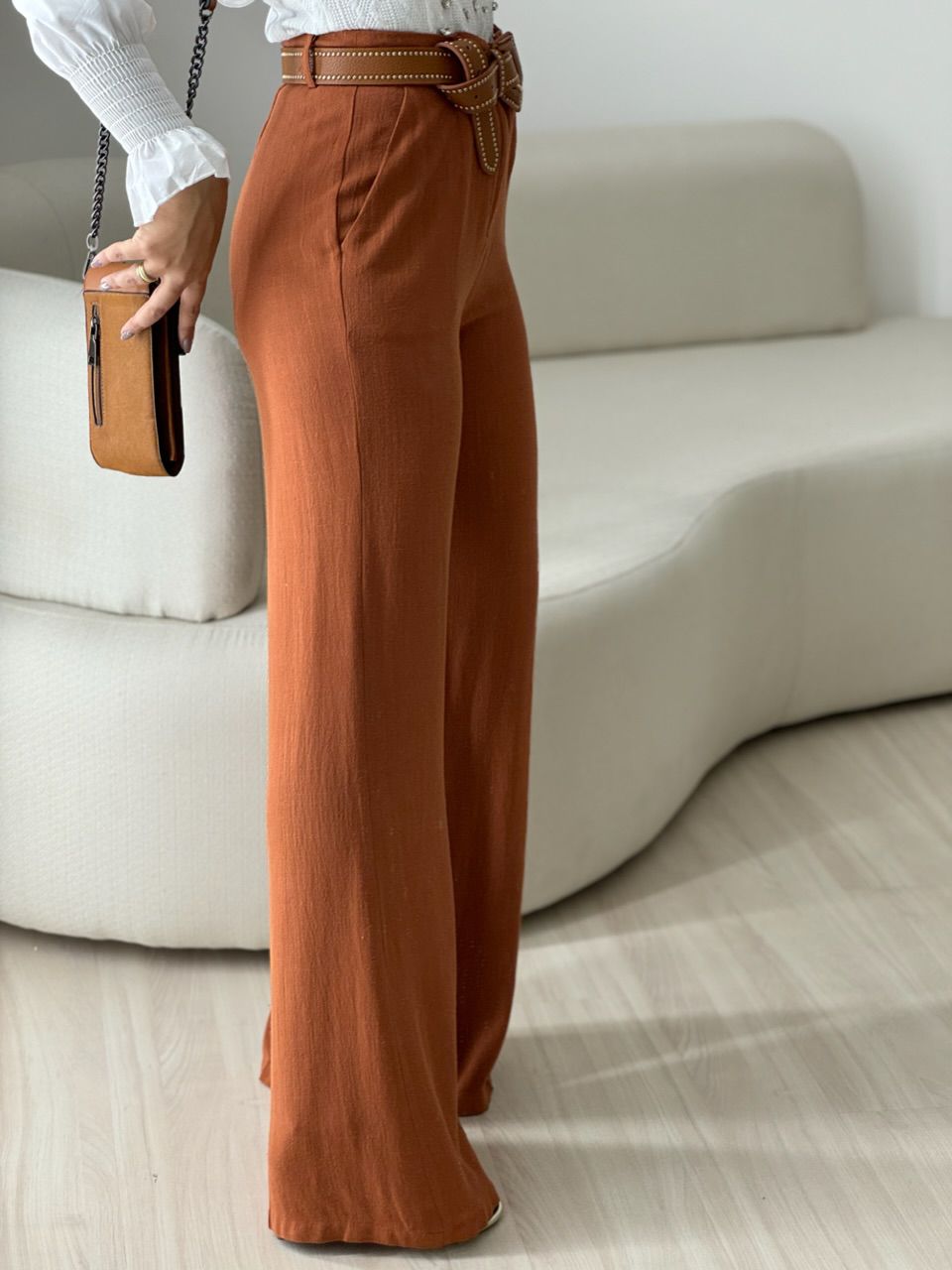 CALÇA ELOÍSE LINHO PANTALONA TERRA 