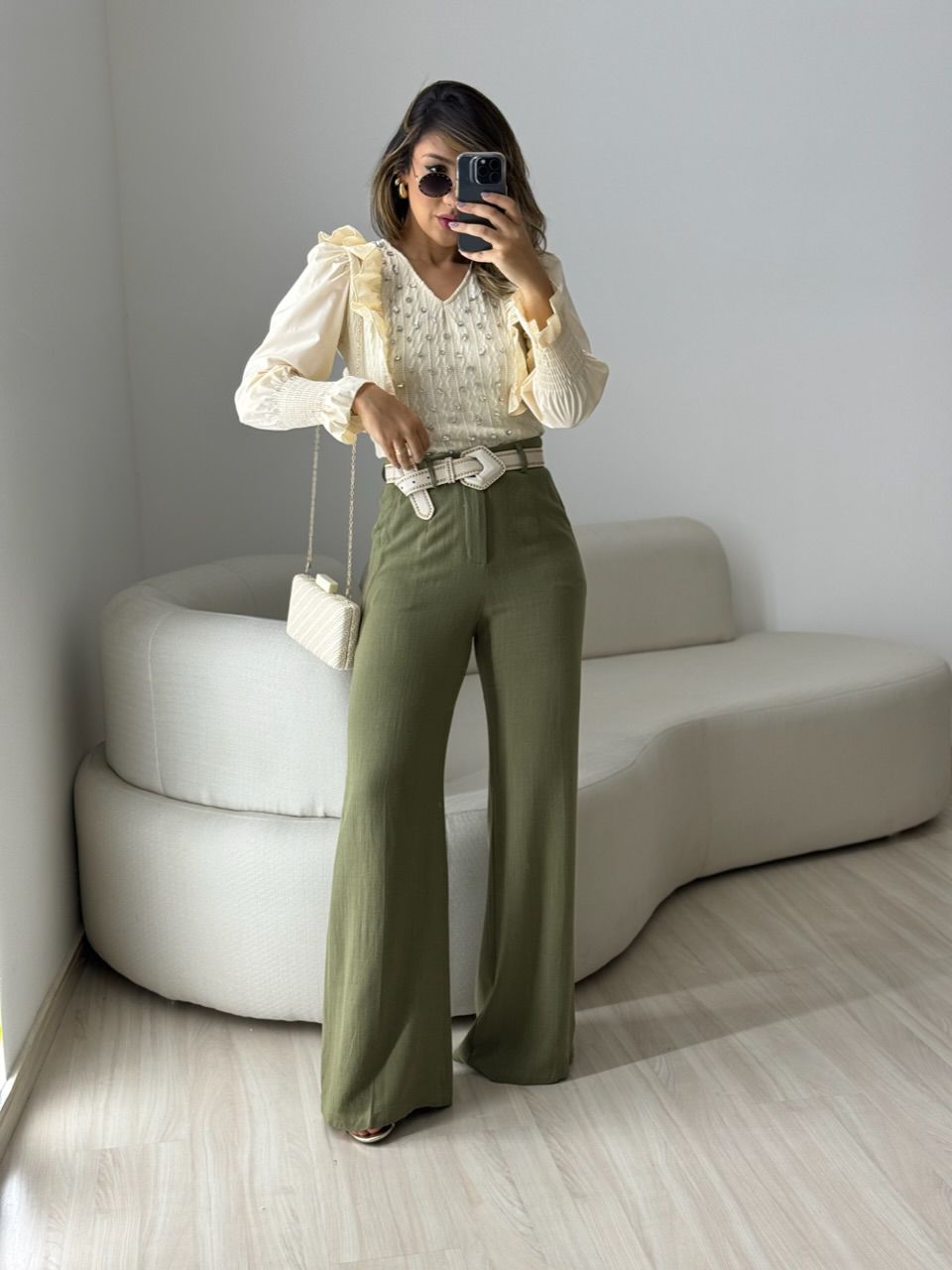 CALÇA ELOÍSE LINHO PANTALONA VERDE