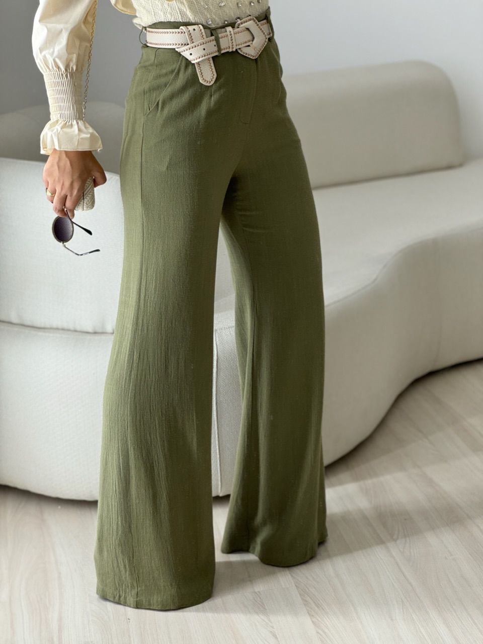 CALÇA ELOÍSE LINHO PANTALONA VERDE