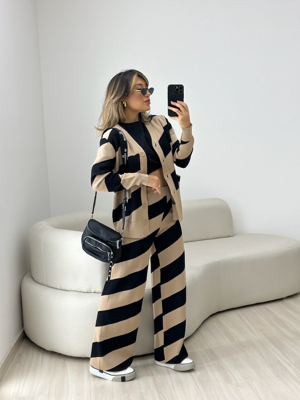 CONJUNTO PAULA LISTRADO NUDE - 0049940049 - CAROLLA FERRARO